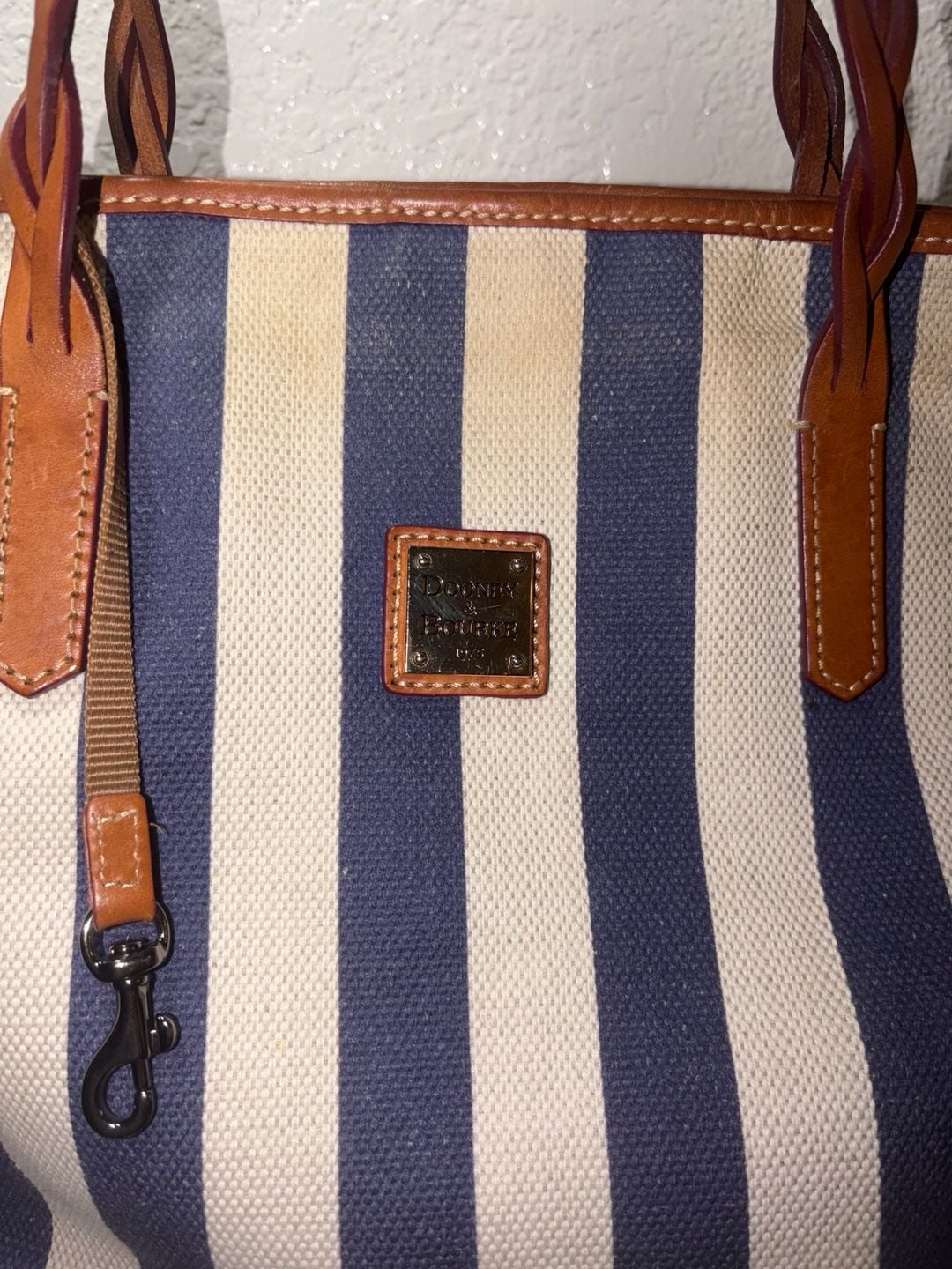 Dooney & Bourke Blue and White Striped Canvas Tote Bag 4