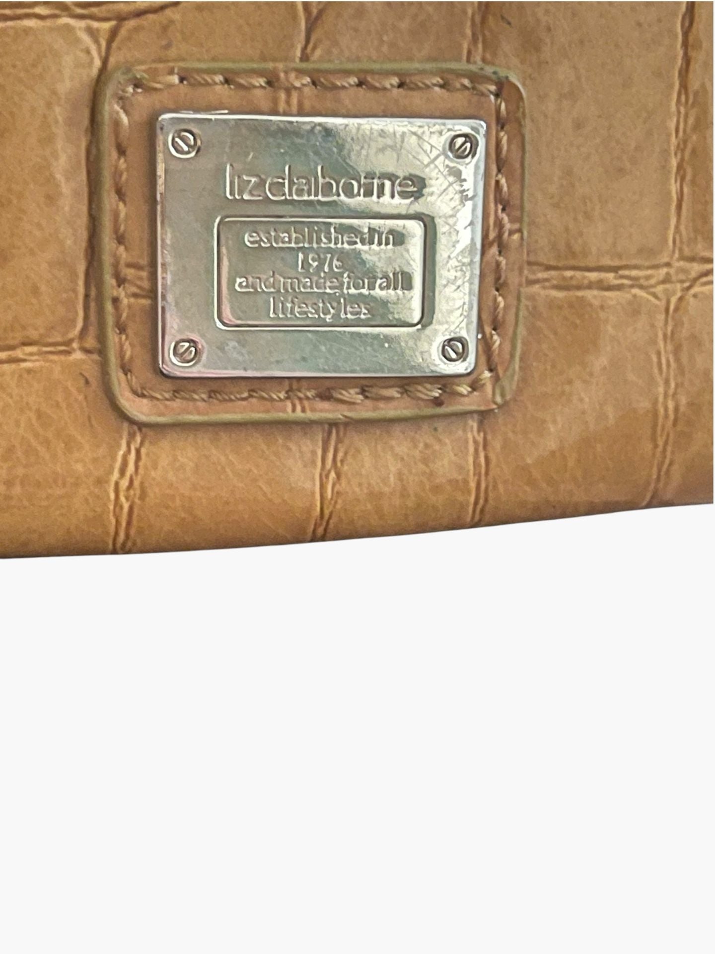 Liz Claiborne Y2K Croc Embossed Baguette Bag Tan 2000s Wristlet 5