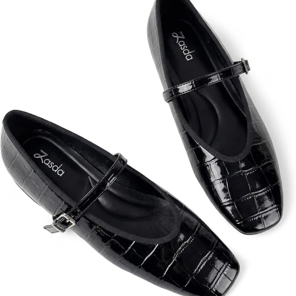 Zasda - Zapatos planos de ballet para mujer, puntera cuadrada, correa ajustable, Mary Jane para el trabajo elegante y uso casual, Amarillo crema, 23.5 cm : : Ropa, Zapatos y Accesorios