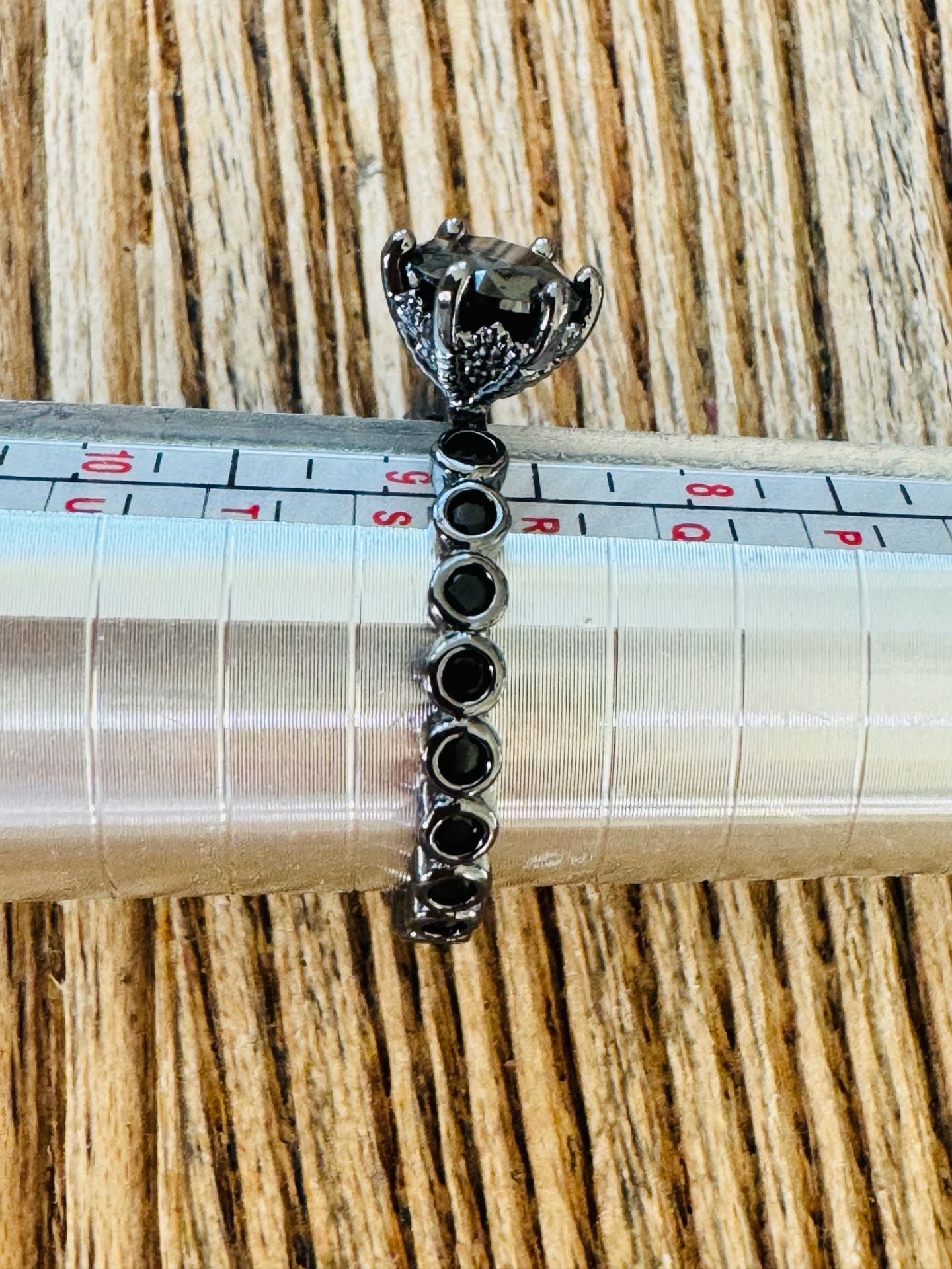 Black Stone Ring Size 9 Black Plated Solitaire Ring 3