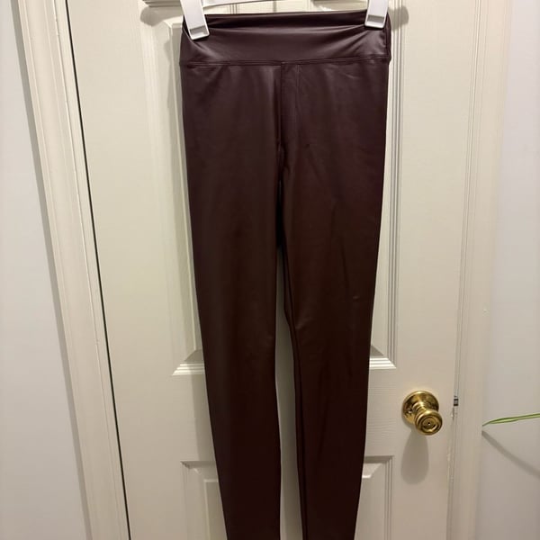 OFFLINE by Aerie Leggings Size S Brown Real Luxe Coated Faux Leather