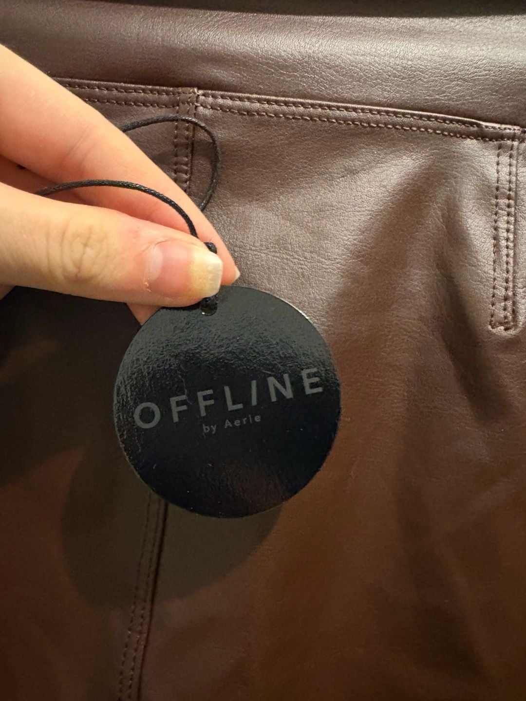 OFFLINE by Aerie Leggings Size S Brown Real Luxe Coated Faux Leather 4