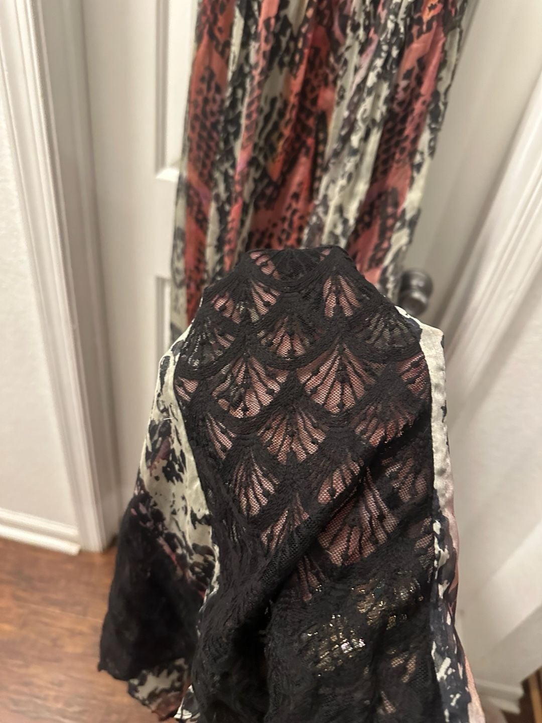 Free People Wild Hearts Maxi 2 Dress Multi Snake Boho Goth Beaded Lace 7