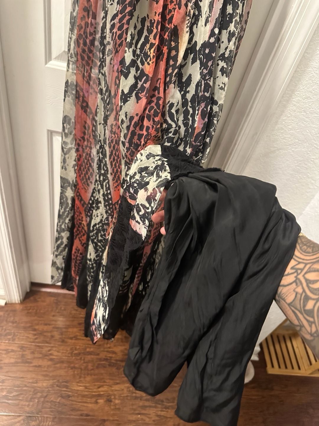 Free People Wild Hearts Maxi 2 Dress Multi Snake Boho Goth Beaded Lace 8