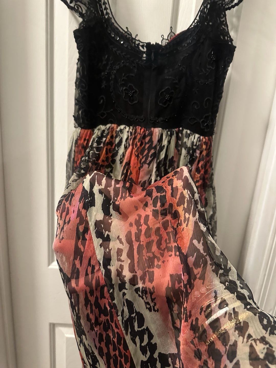 Free People Wild Hearts Maxi 2 Dress Multi Snake Boho Goth Beaded Lace 9