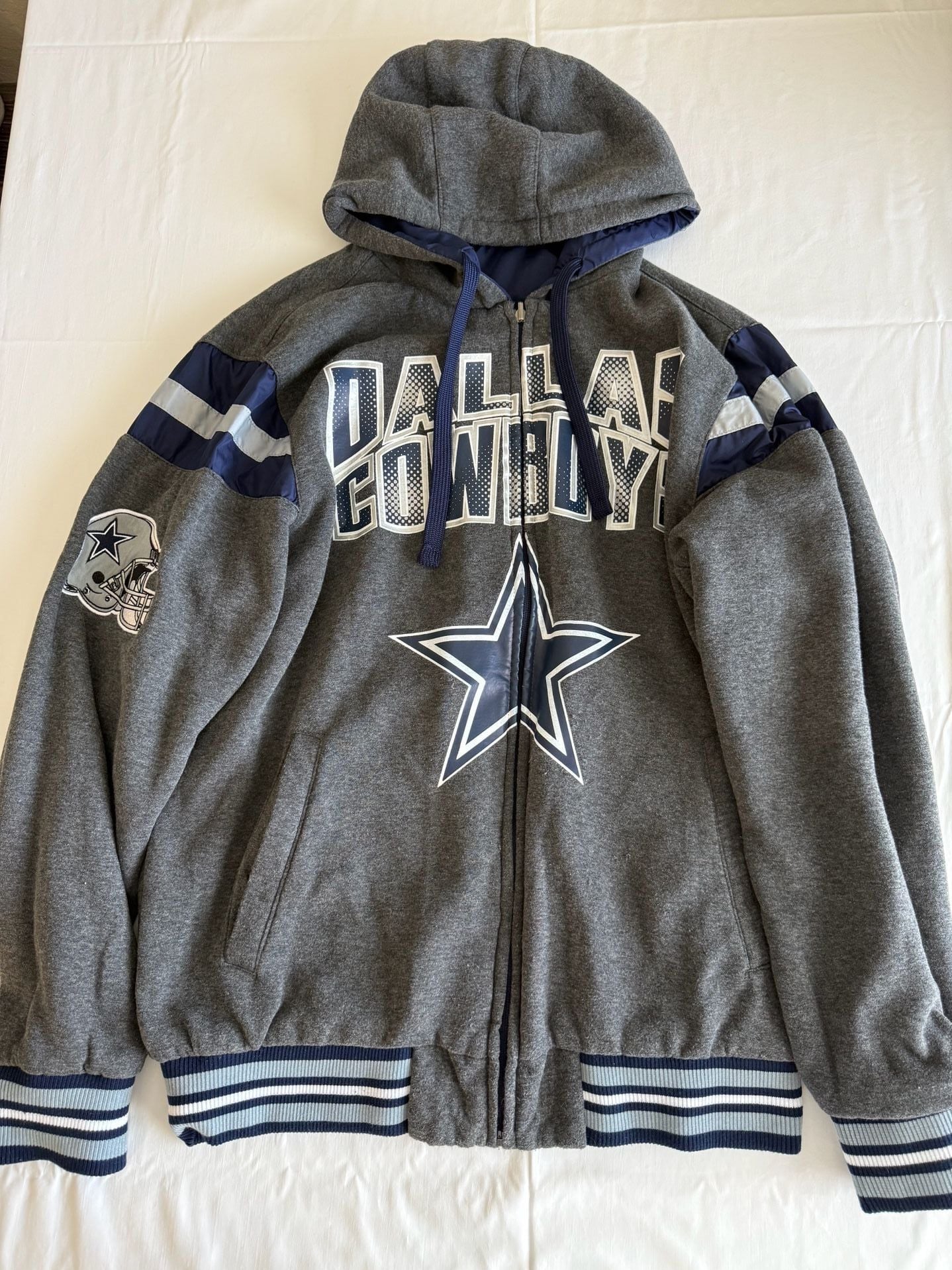 Dallas Cowboys NFL Jacket Size L reversible Hooded Full Zip football fan 8