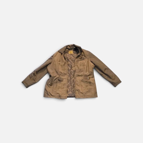 Liz Claiborne Jacket Size 6 Brown Quilted Lined Zip Utility