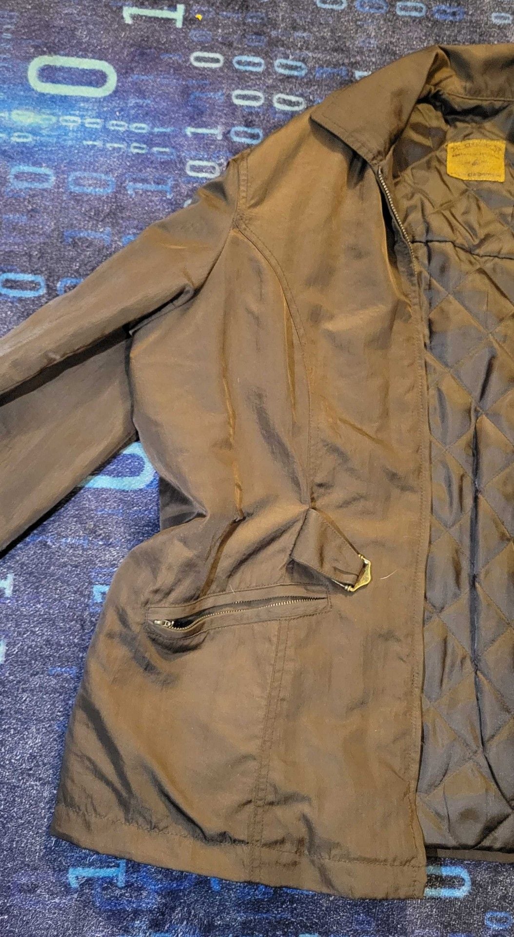 Liz Claiborne Jacket Size 6 Brown Quilted Lined Zip Utility 9