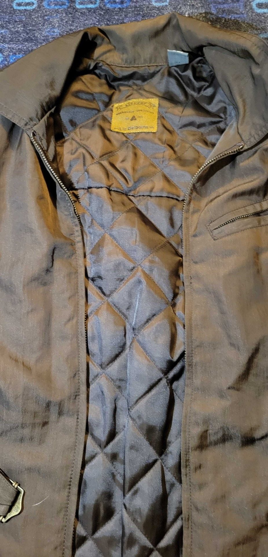 Liz Claiborne Jacket Size 6 Brown Quilted Lined Zip Utility 11