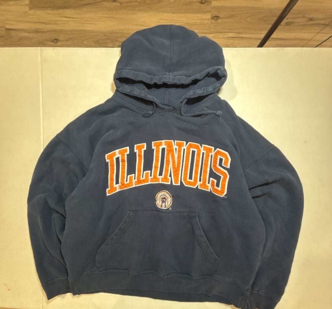 J. America University of Illinois Fighting Illini Hoodie Size L Blue Orange 2