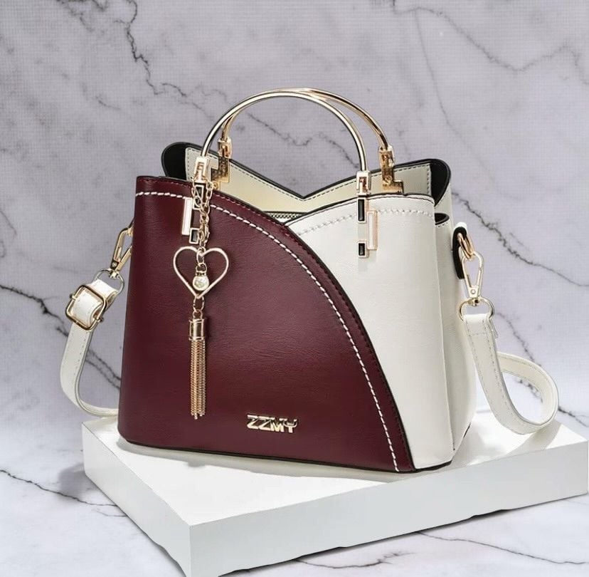 Color Block PU Leather Crossbody Shoulder Bag 2
