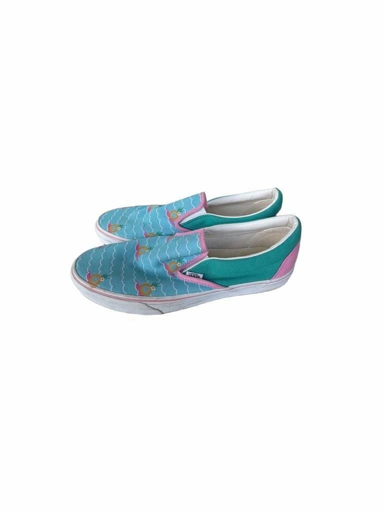 Vans Classic Slip-On Pineapple Waves Blue Teal Pink Shoes 2