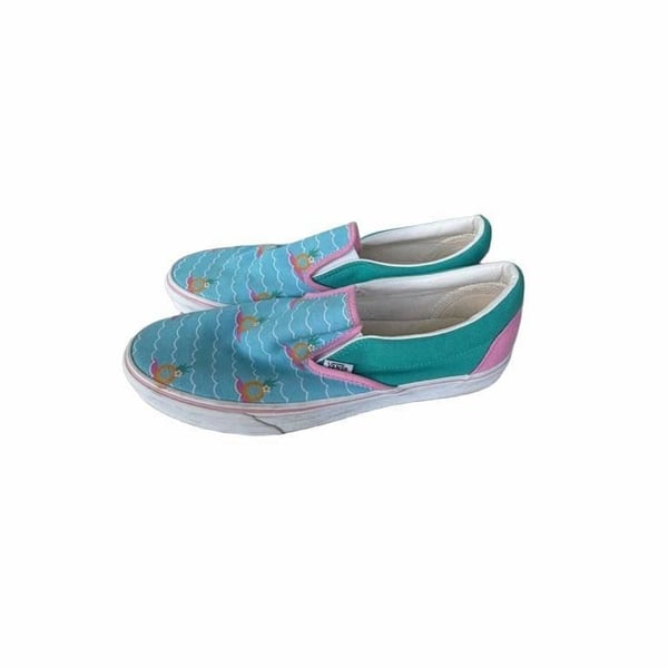 Vans Classic Slip-On Pineapple Waves Blue Teal Pink Shoes