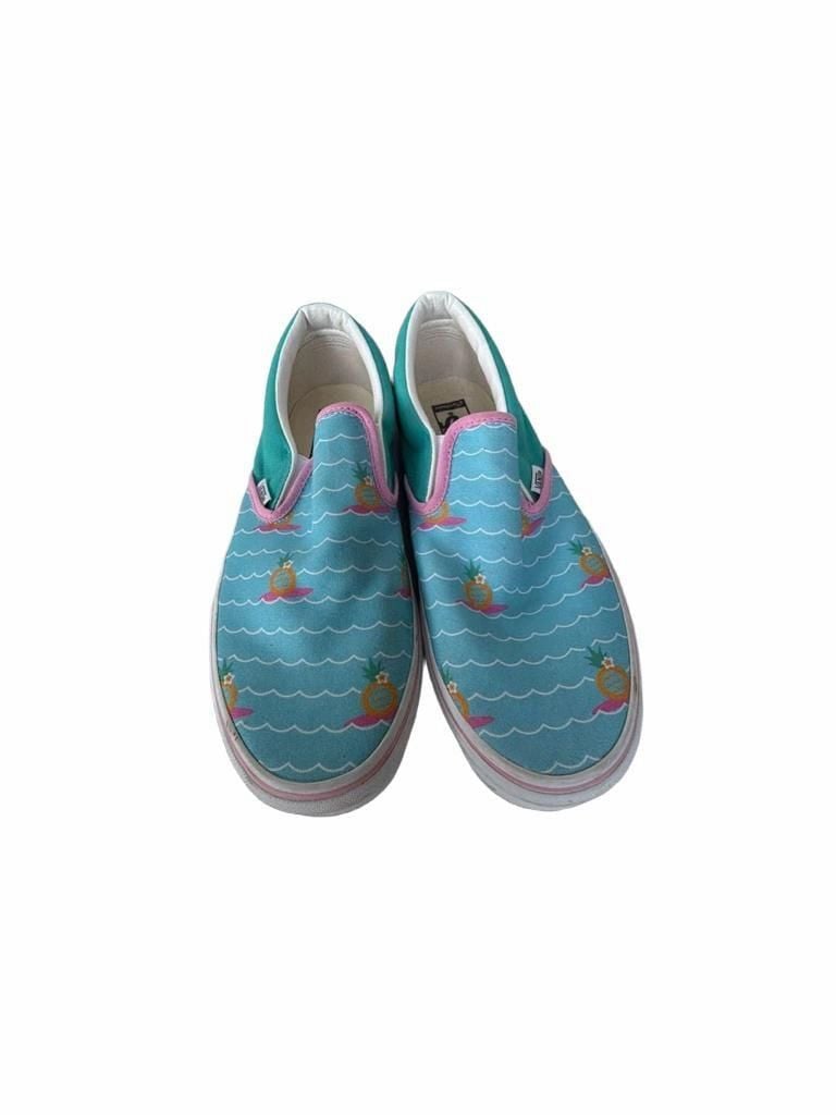 Vans Classic Slip-On Pineapple Waves Blue Teal Pink Shoes 5