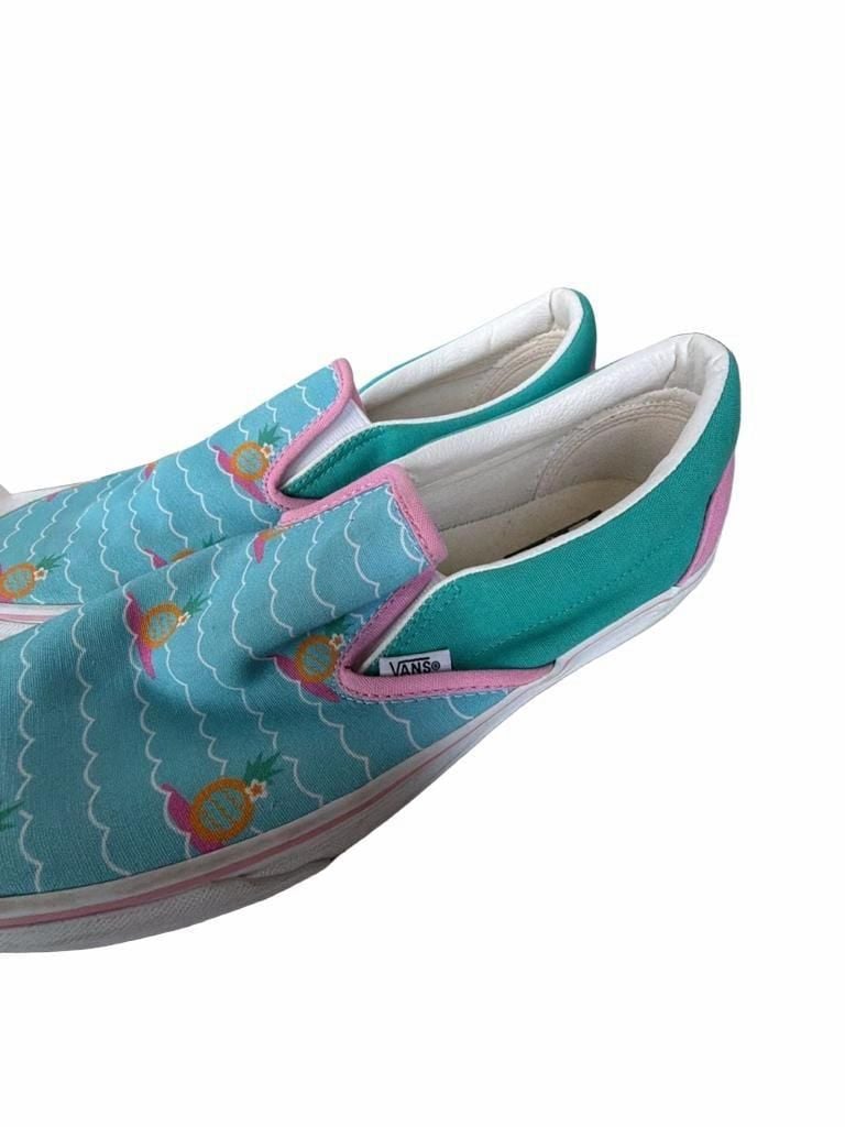 Vans Classic Slip-On Pineapple Waves Blue Teal Pink Shoes 6