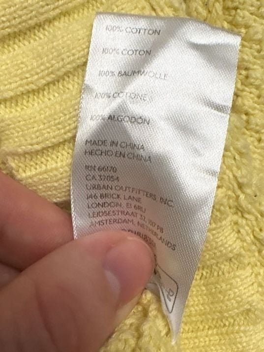 FP Beach Cardigan Size M Pastel Yellow Cotton V-Neck Button Up Knit Sweater 4