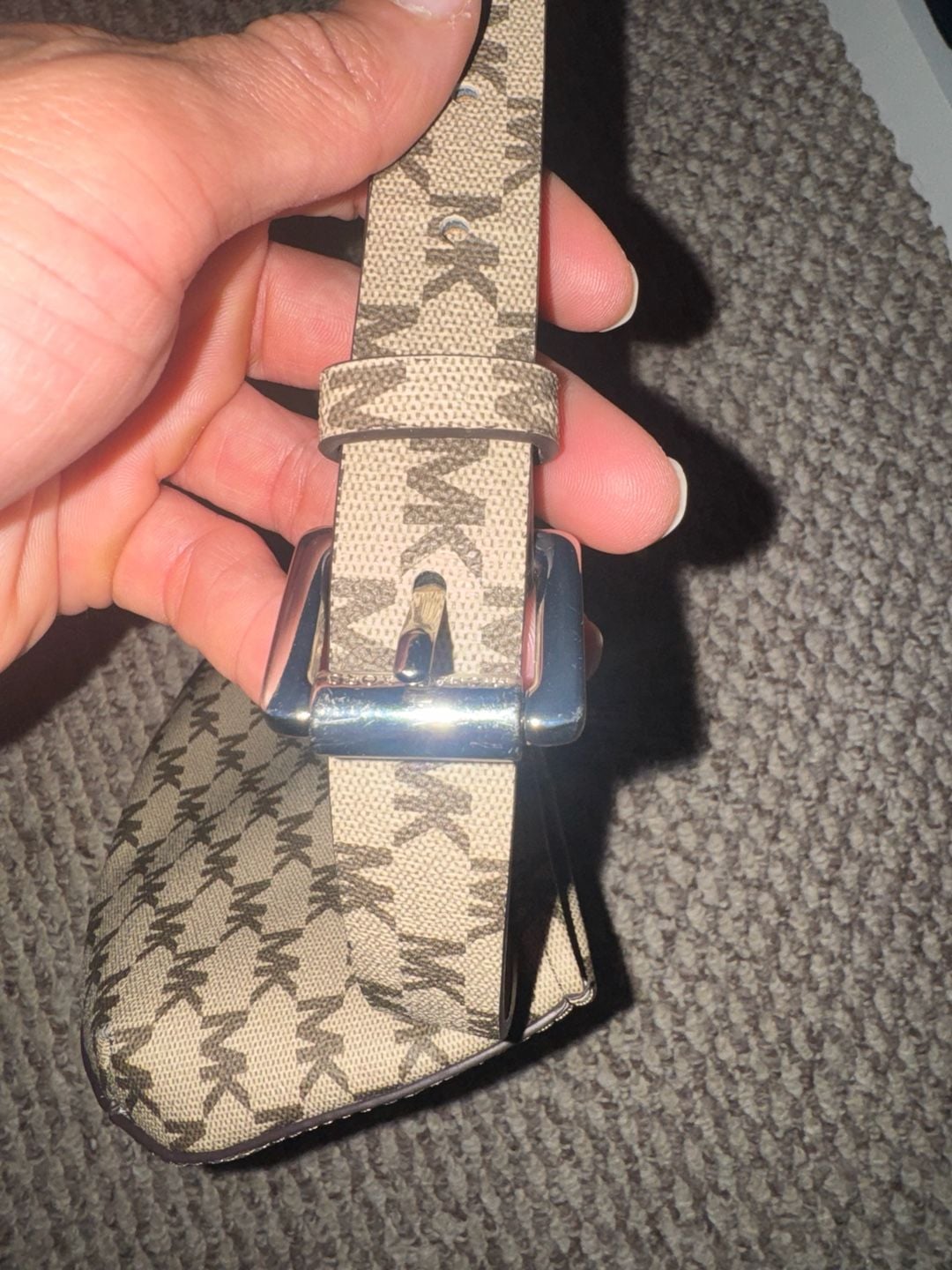 Michael Kors MK Signature Logo Belt Bag Fanny Pack Brown Beige White S/M 4