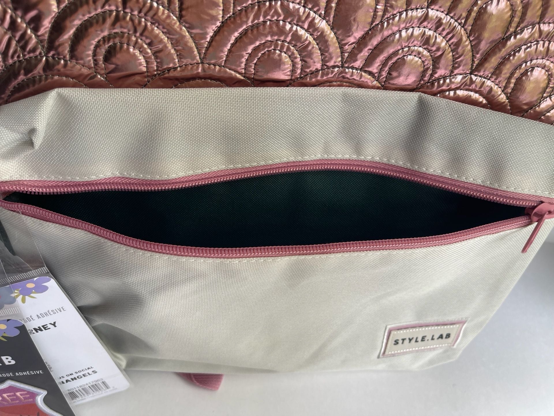 Style.Lab by Fashion Angels Quilted Metallic Backpack with Apres Ski Patch 7