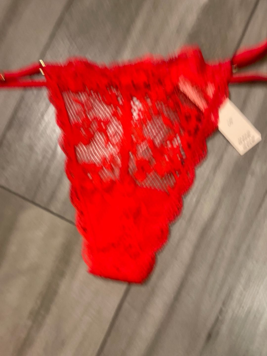 NWT VICTORIA'S SECRET PINK RED FLORAL LACE LOGO STRETCH THONG V STRING PANTIES 1