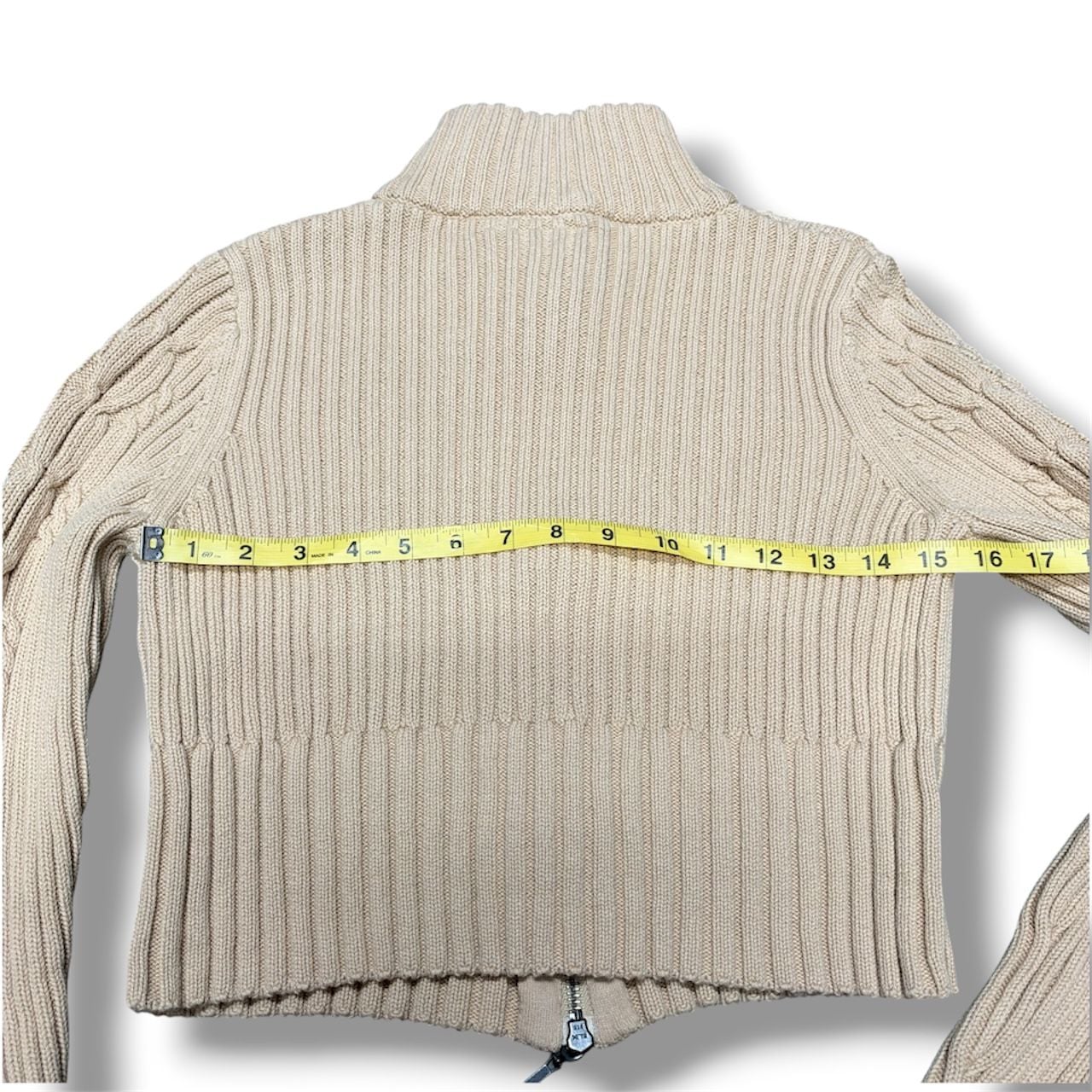 Reclaimed Vintage Zip Up Cropped Cable Knit Sweater Size US 10 6