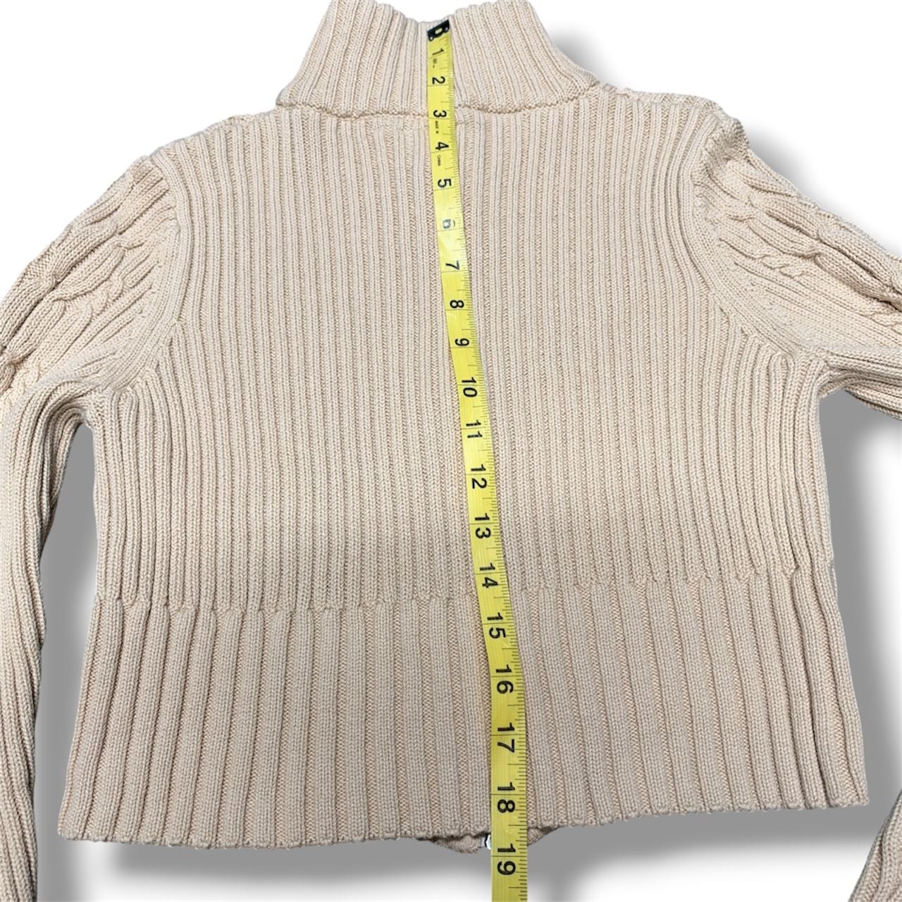 Reclaimed Vintage Zip Up Cropped Cable Knit Sweater Size US 10 7