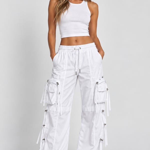 Ser.O.Ya White Alba Ruched Cargo Pants Size: XXL NWT