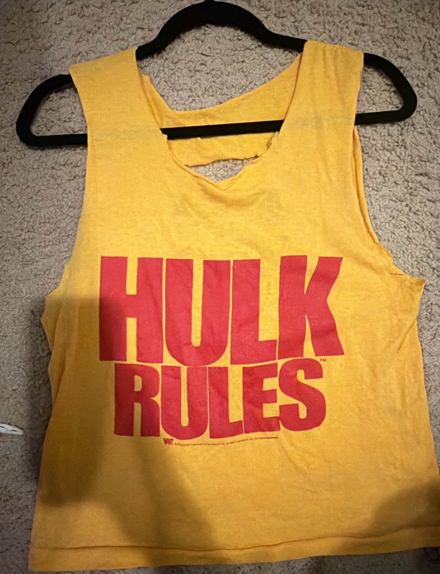 WWF Hulk Hogan Hulk Rules Vintage 1988 Tank Top Yellow 2