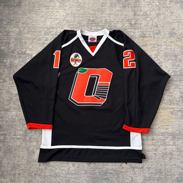 Vintage Black Red White Johnson #12 Hockey Jersey – K1 Sportswear, Championship Patch