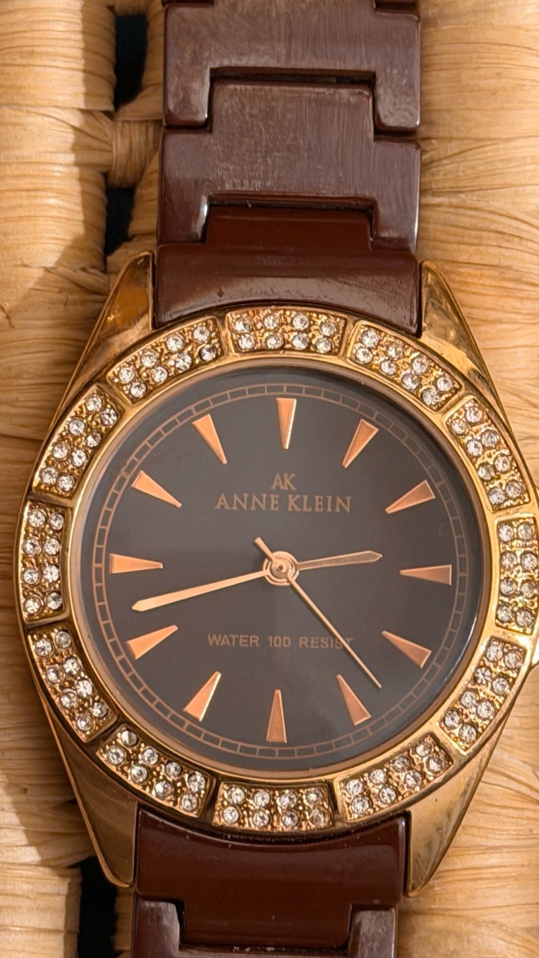 Anne Klein Ceramic Crystal Rose Gold Women's Watch 5