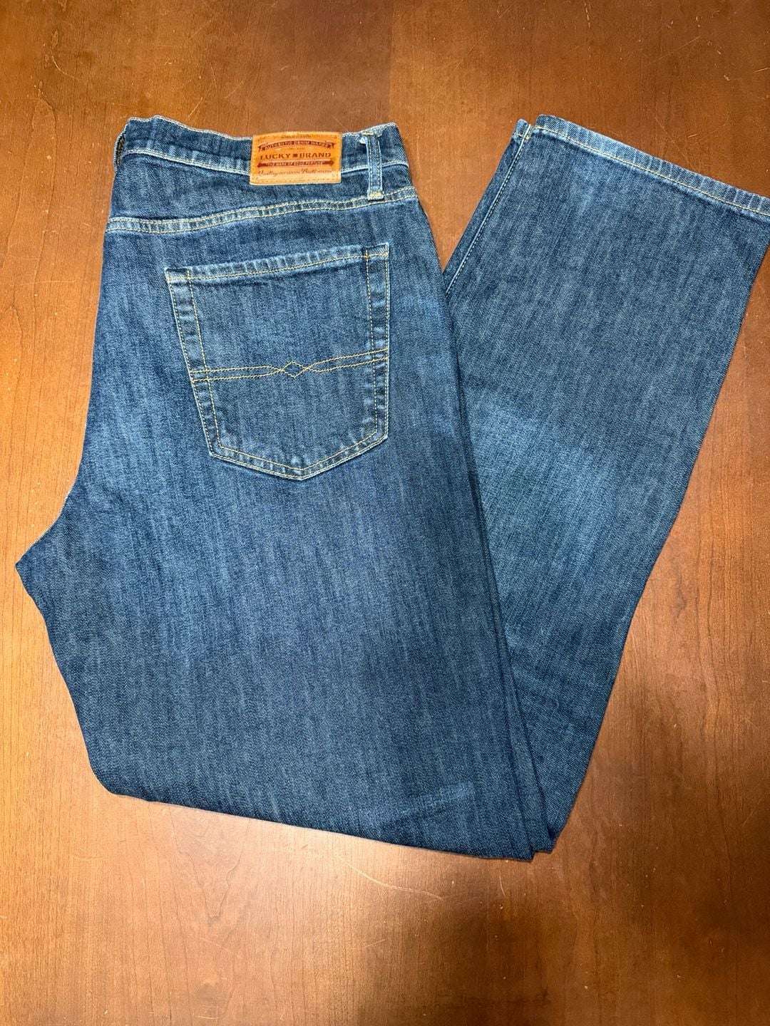 Lucky Brand Denim Jeans Size 38x34 Blue Straight Leg
