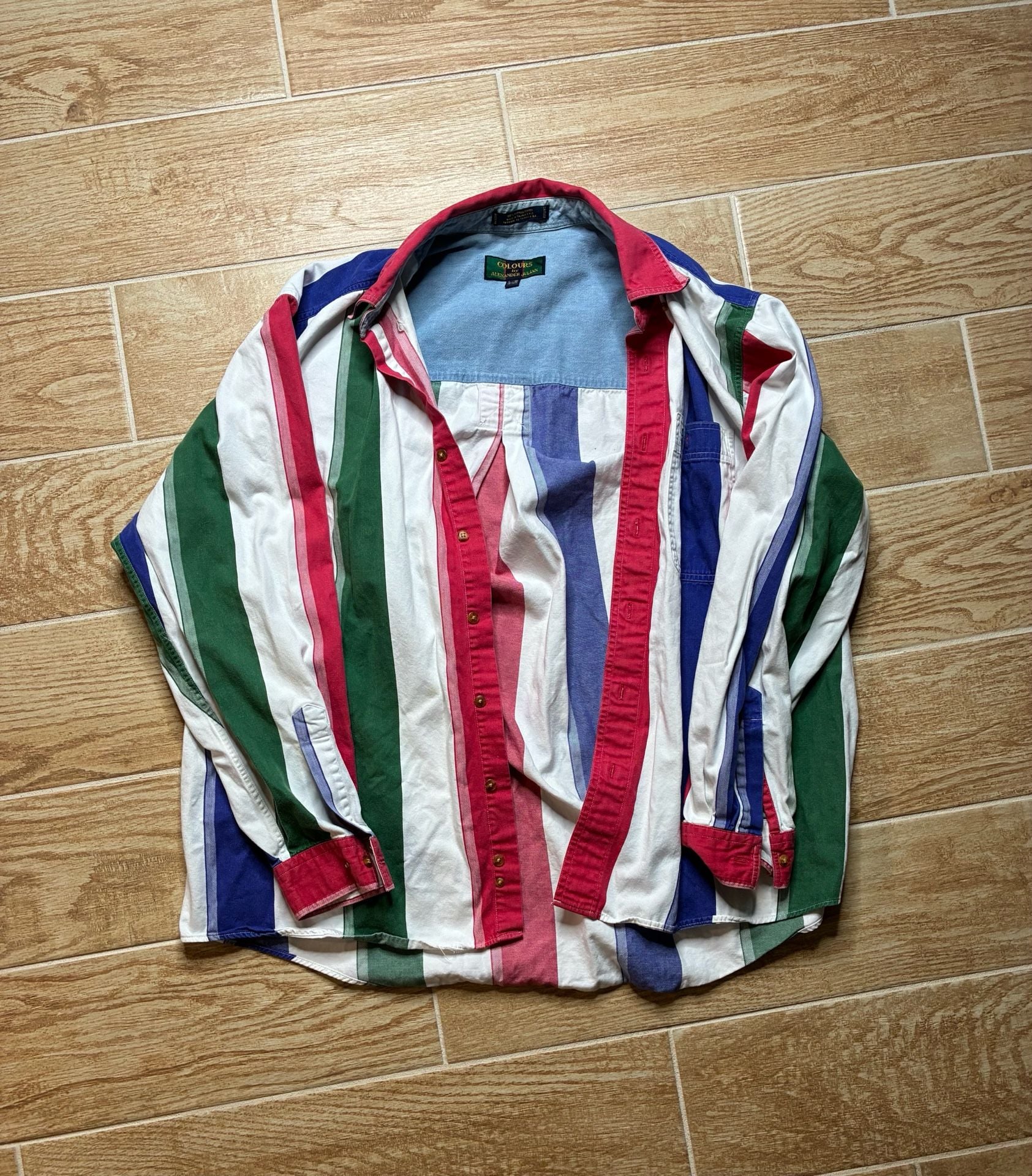 Vintage Colours By Alexander Julian Striped Button-Down Shirt L 1