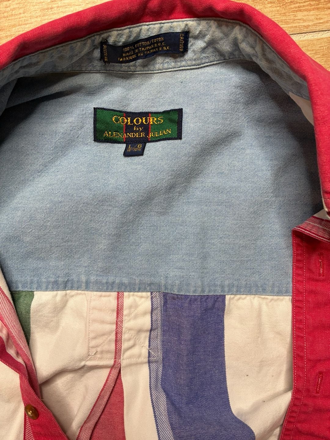Vintage Colours By Alexander Julian Striped Button-Down Shirt L 4