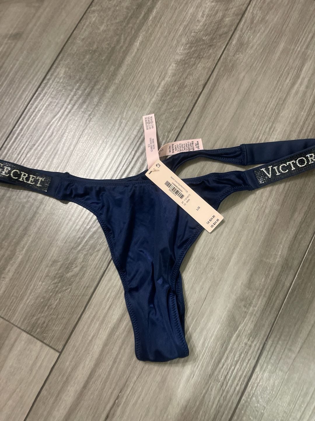 NWT VICTORIA'S SECRET M BLUE SMOOTH RHINESTONE SHINE STRAP BRAZILIAN PANTIES 2