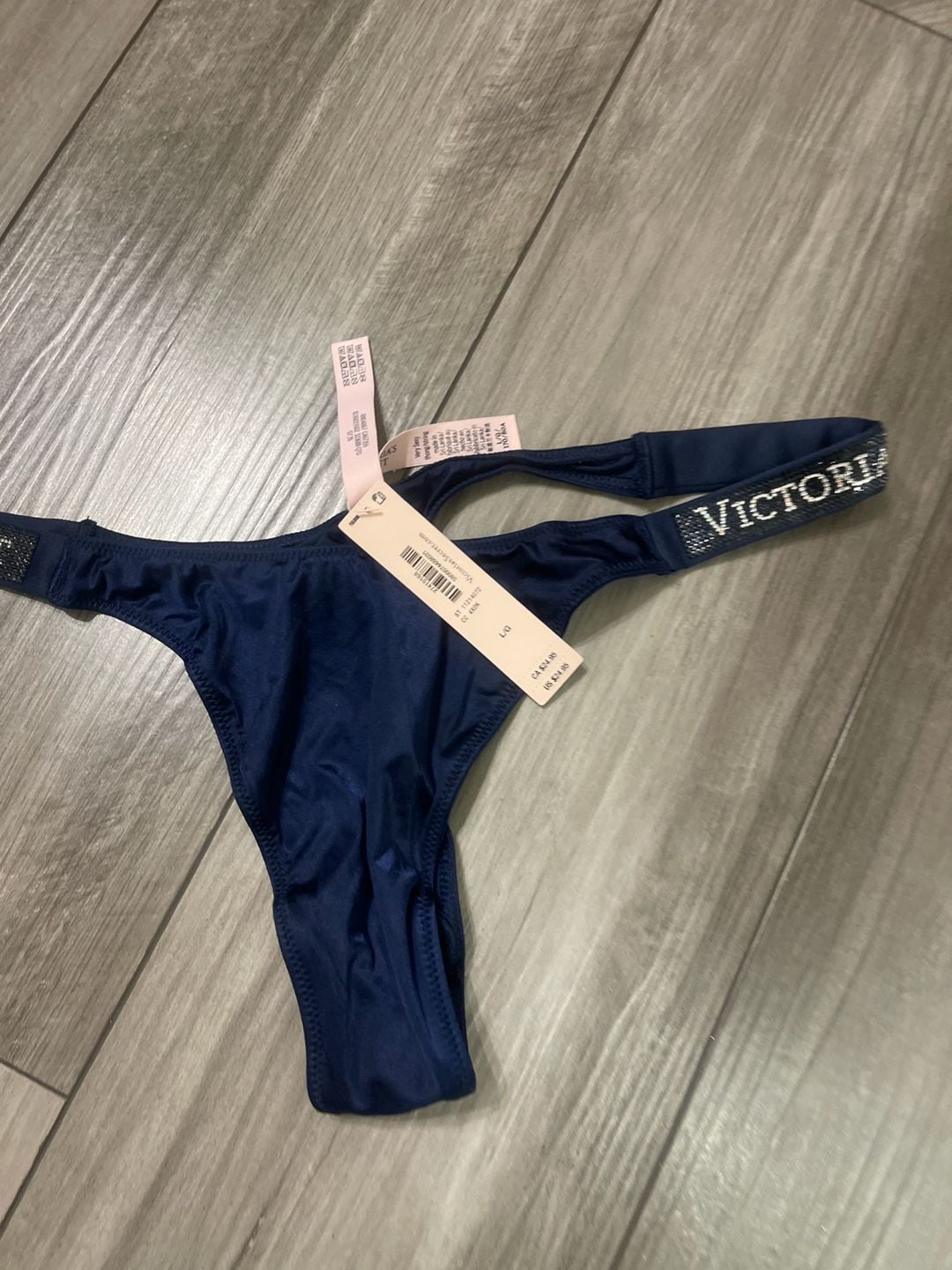 NWT VICTORIA'S SECRET M BLUE SMOOTH RHINESTONE SHINE STRAP BRAZILIAN PANTIES 3