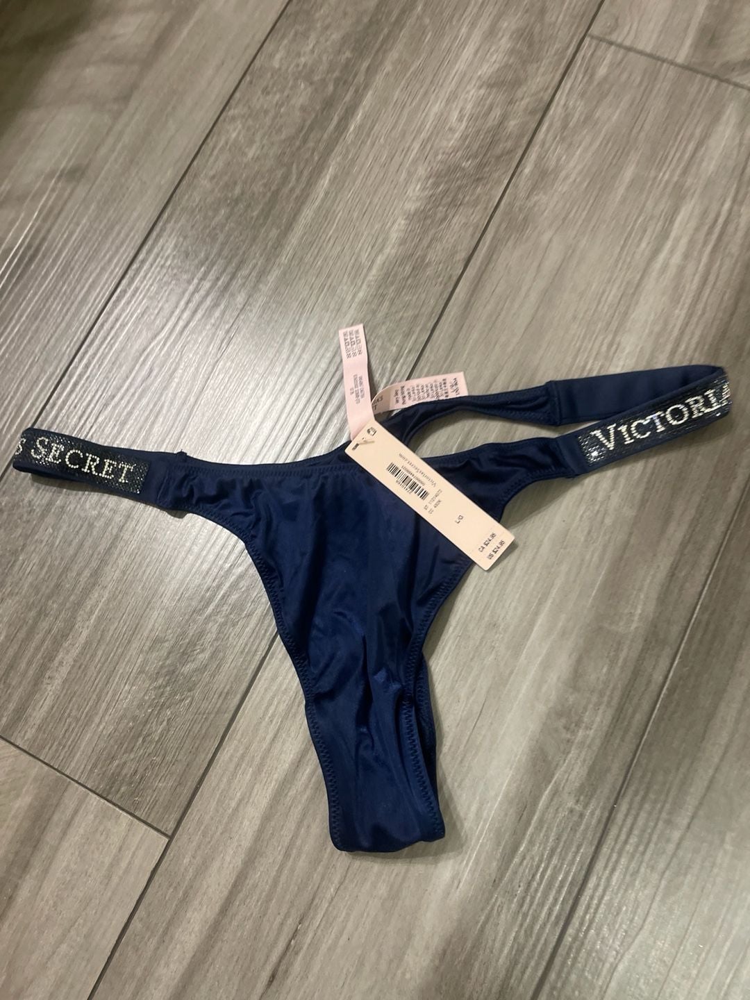 NWT VICTORIA'S SECRET M BLUE SMOOTH RHINESTONE SHINE STRAP BRAZILIAN PANTIES 5