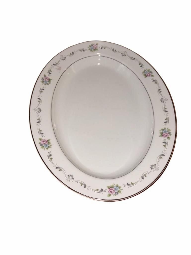 Towne House Cameo Rose Pattern Ivory Oval Serving Platter 3