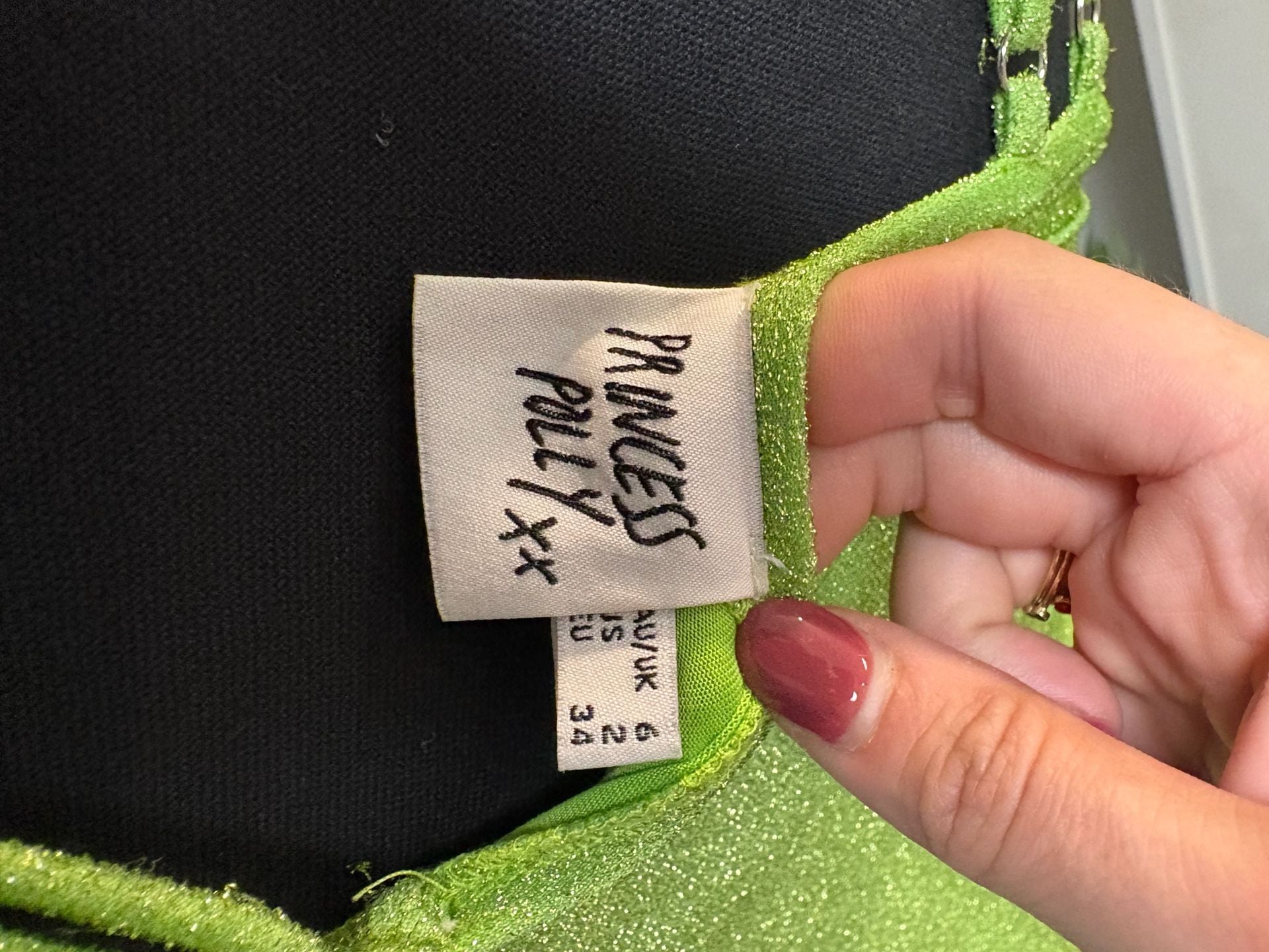 Princess Polly Lime Shimmer Mini Dress | Size US 2 / AU-UK 6 7