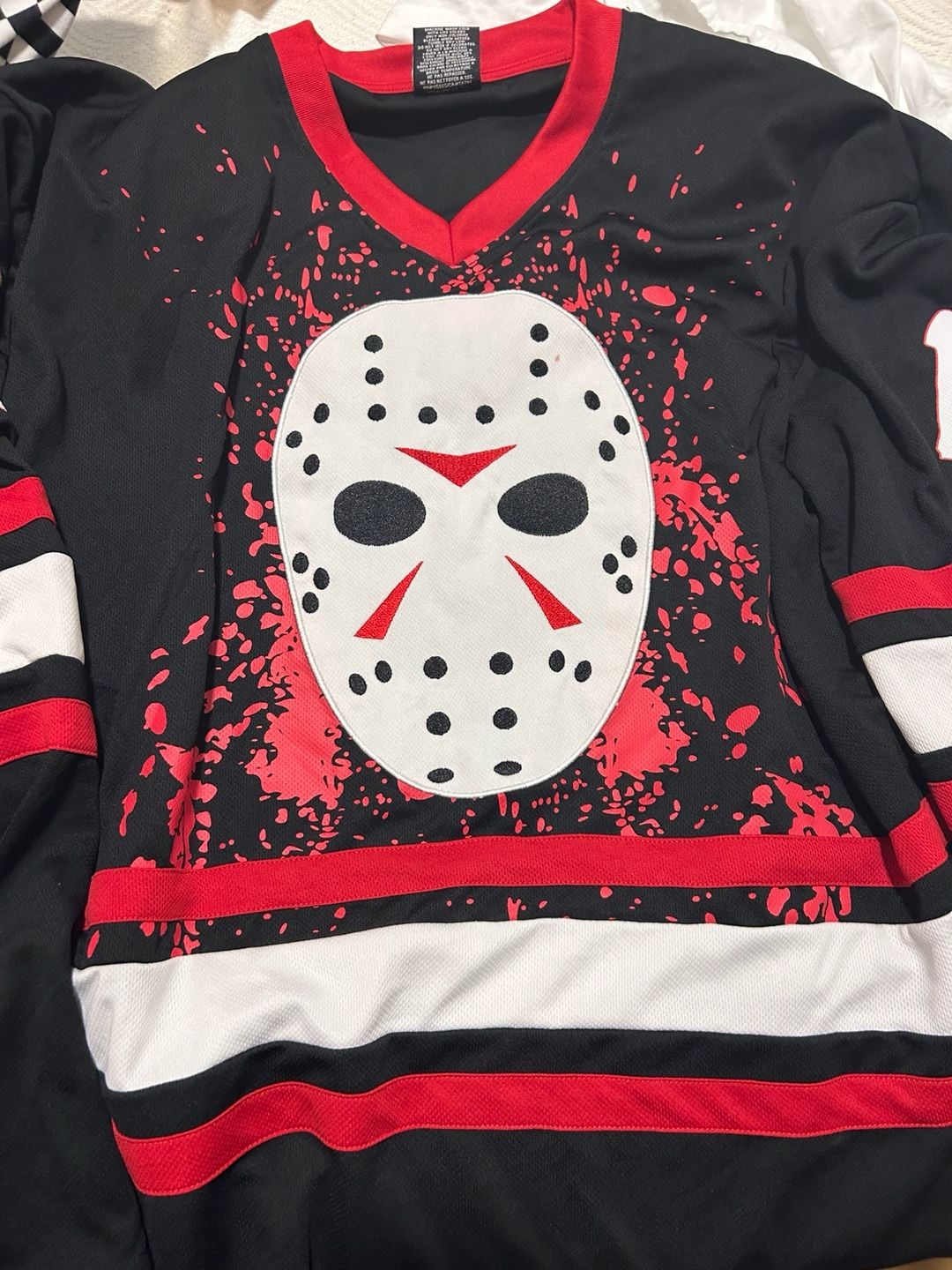 Friday the 13th Jason Voorhees Hockey Jersey Size 2XL Black Red White 1