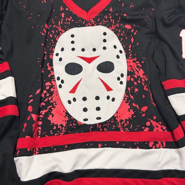 Friday the 13th Jason Voorhees Hockey Jersey Size 2XL Black Red White