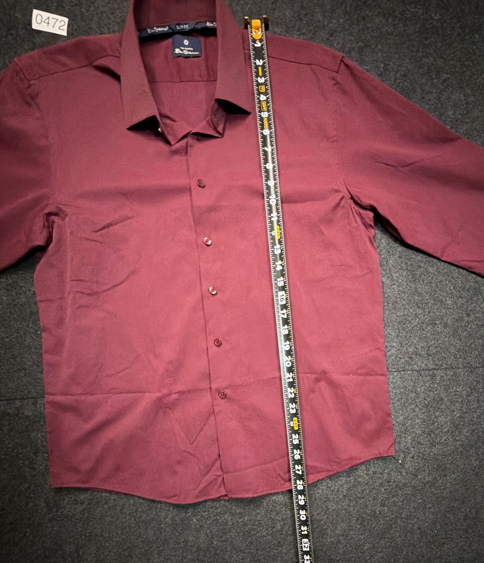 Ben Sherman Slim Fit Dress Shirt Size 16 16.5 32/33 Burgundy Long Sleeve 4