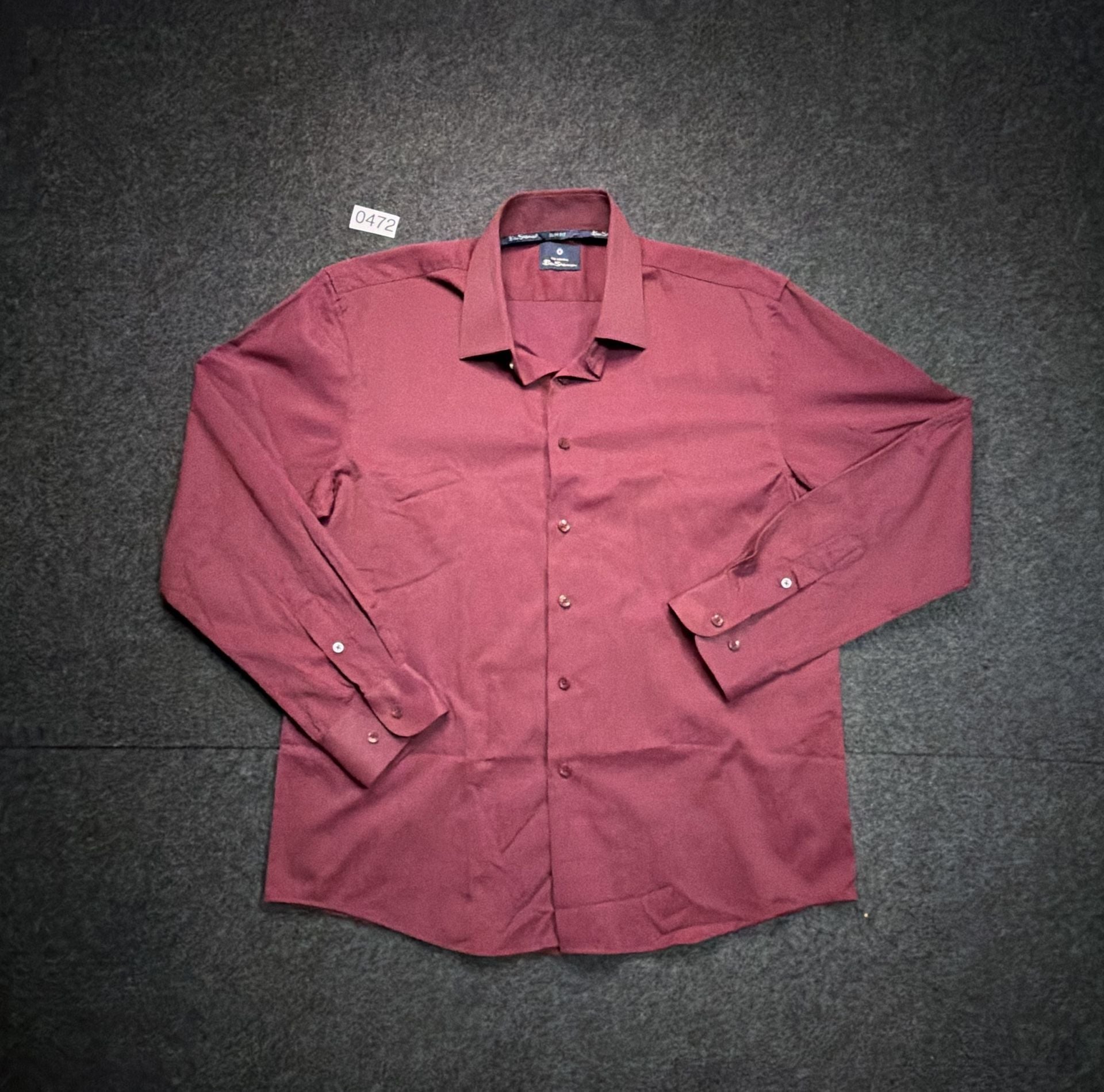 Ben Sherman Slim Fit Dress Shirt Size 16 16.5 32/33 Burgundy Long Sleeve 2