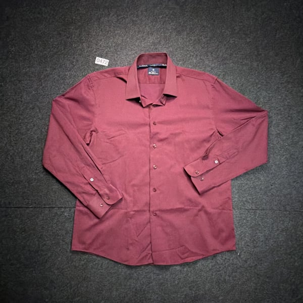 Ben Sherman Slim Fit Dress Shirt Size 16 16.5 32/33 Burgundy Long Sleeve