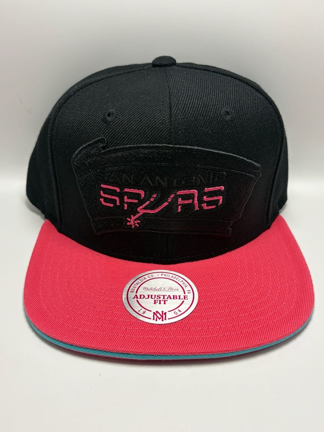 Mitchell & Ness San Antonio Spurs Snapback Hat Black Pink NBA 3