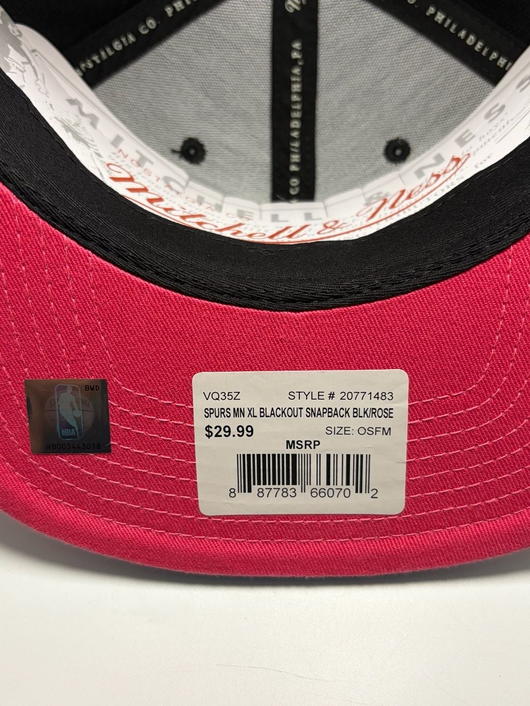 Mitchell & Ness San Antonio Spurs Snapback Hat Black Pink NBA 10