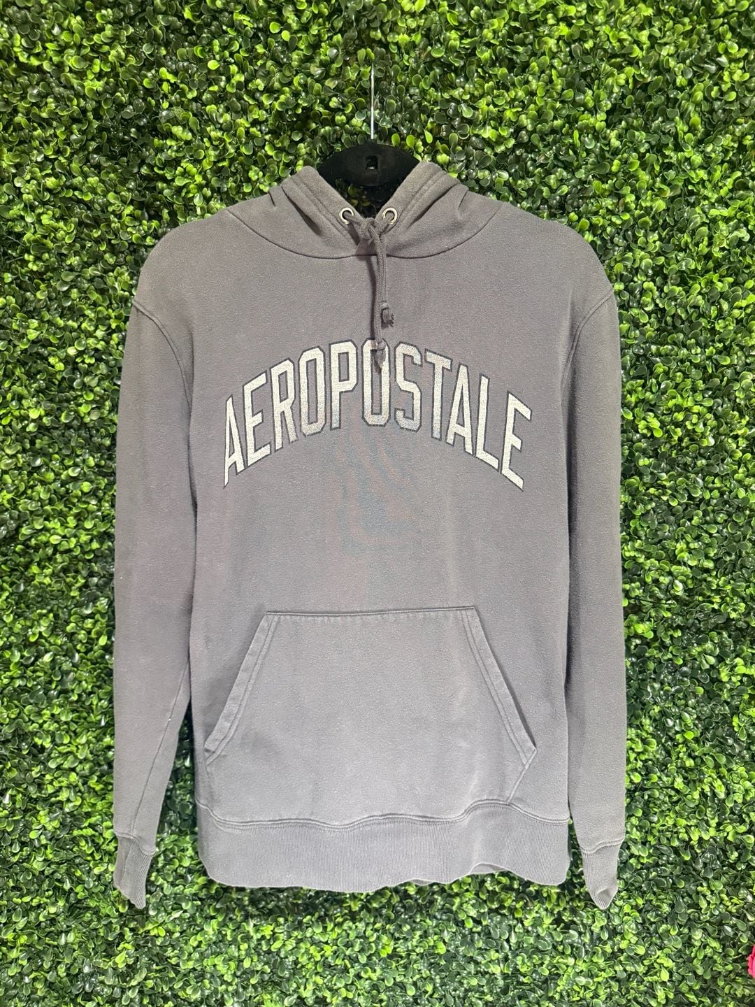 Aeropostale Hoodie Size M Grey Arch Spellout Pullover Sweatshirt 2