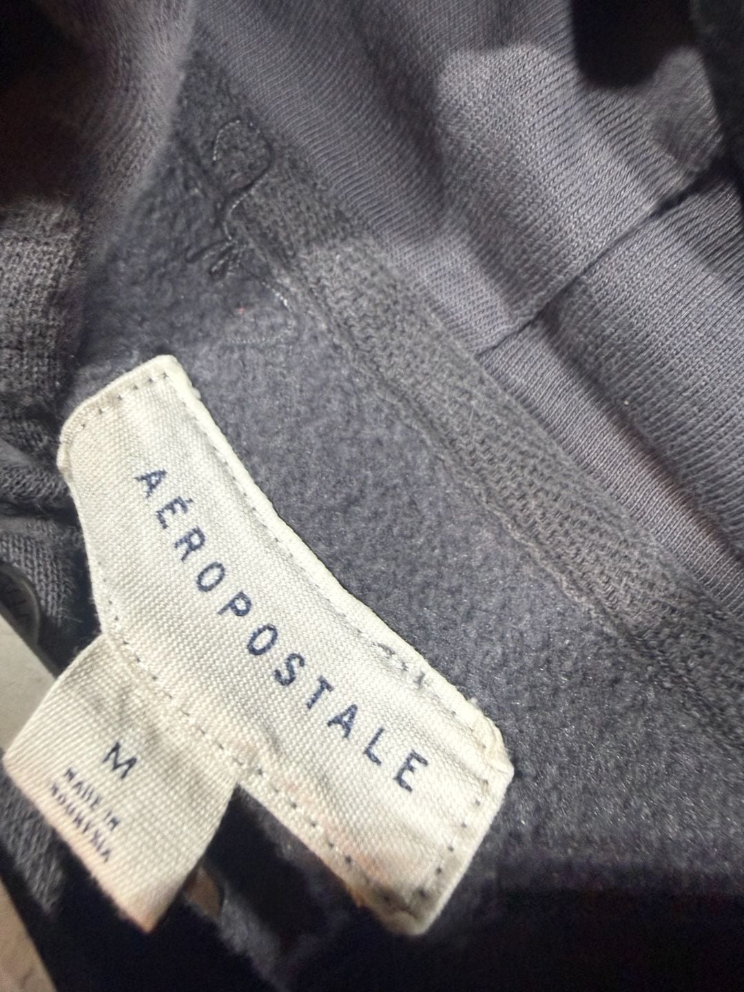 Aeropostale Hoodie Size M Grey Arch Spellout Pullover Sweatshirt 3