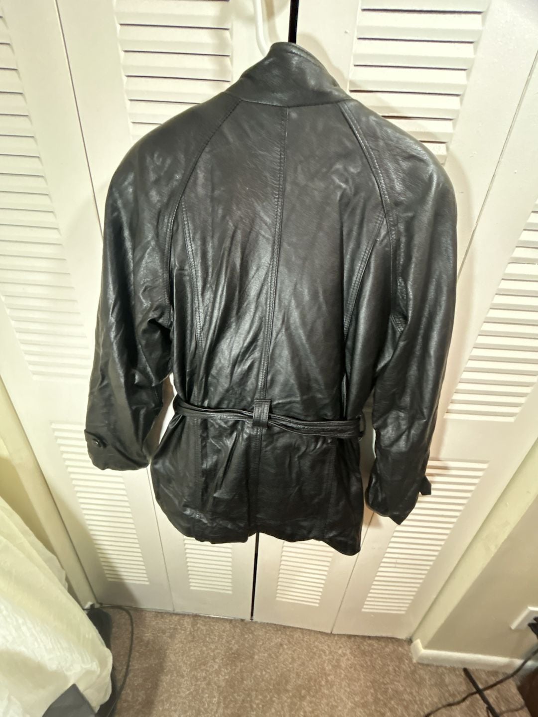 Harvard Leather Co. Black Leather Trench Coat Jacket Vintage 90s Y2 K 7