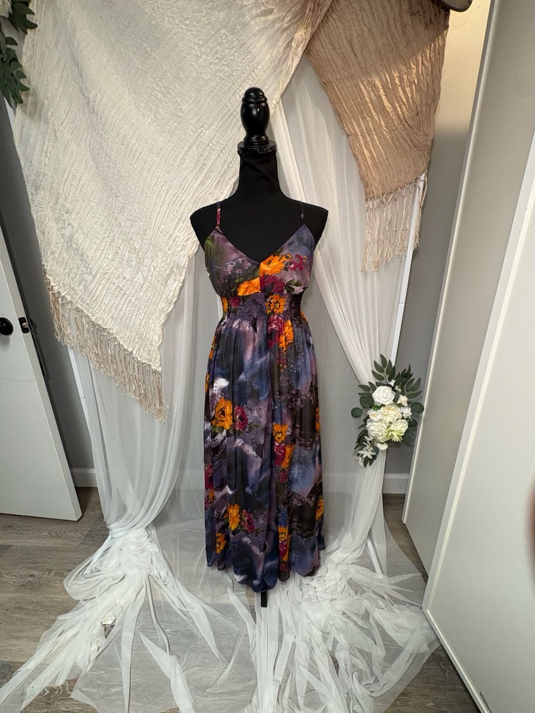 Choklate Watercolor Floral Rhinestone Y2K Maxi Dress 3