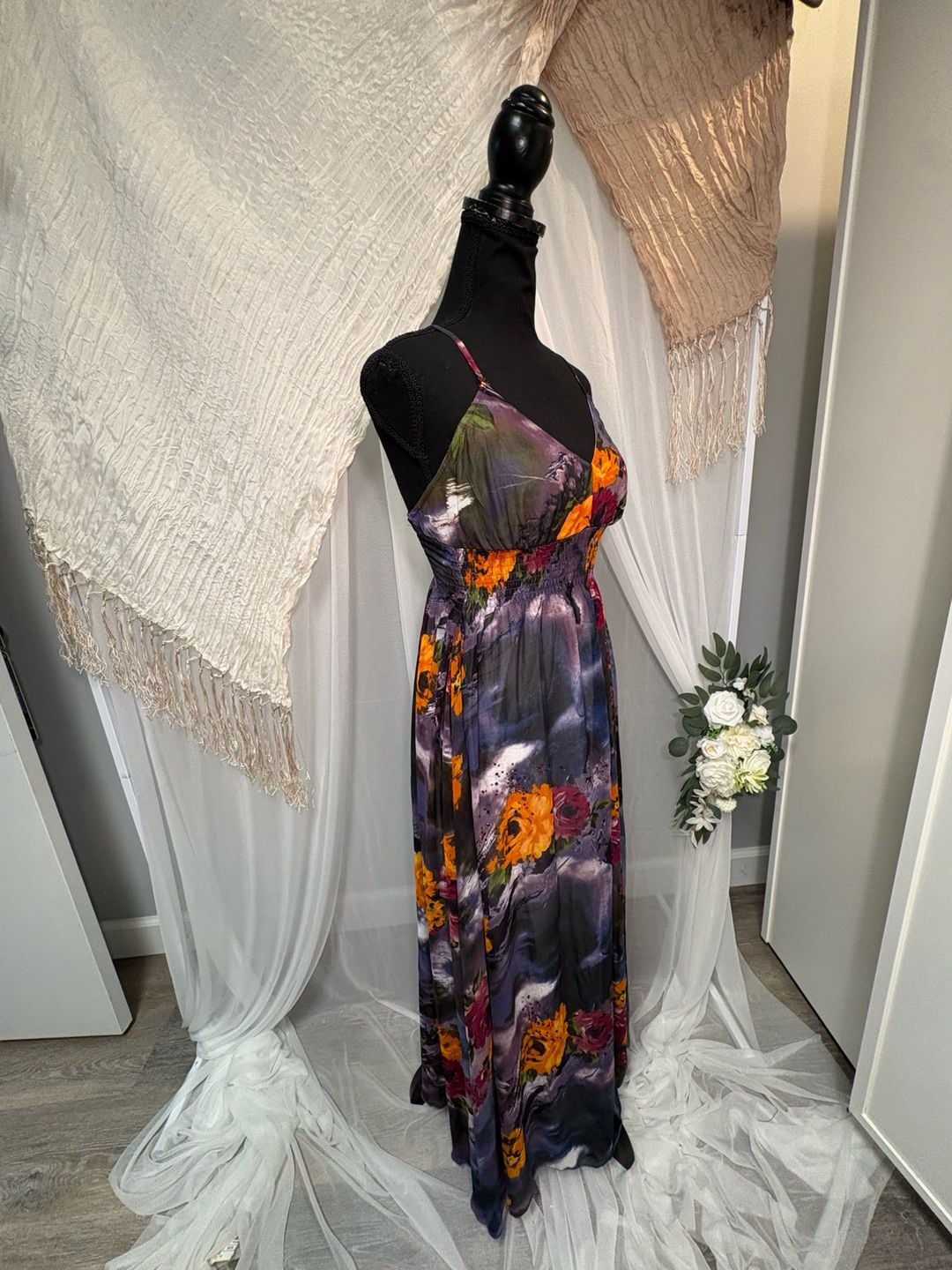 Choklate Watercolor Floral Rhinestone Y2K Maxi Dress 4