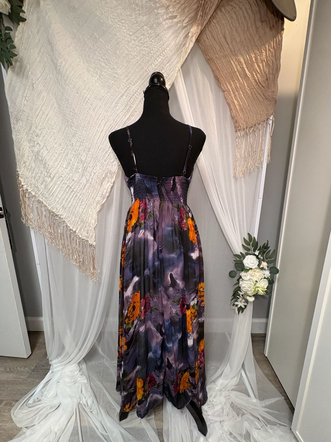 Choklate Watercolor Floral Rhinestone Y2K Maxi Dress 5